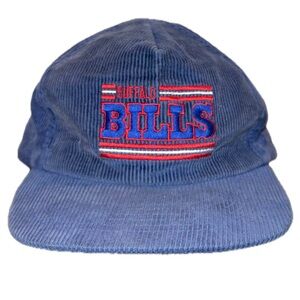 Vintage Courduroy Buffalo Bills Hat NFL Football Men Drew Pearson Blue 90s OS